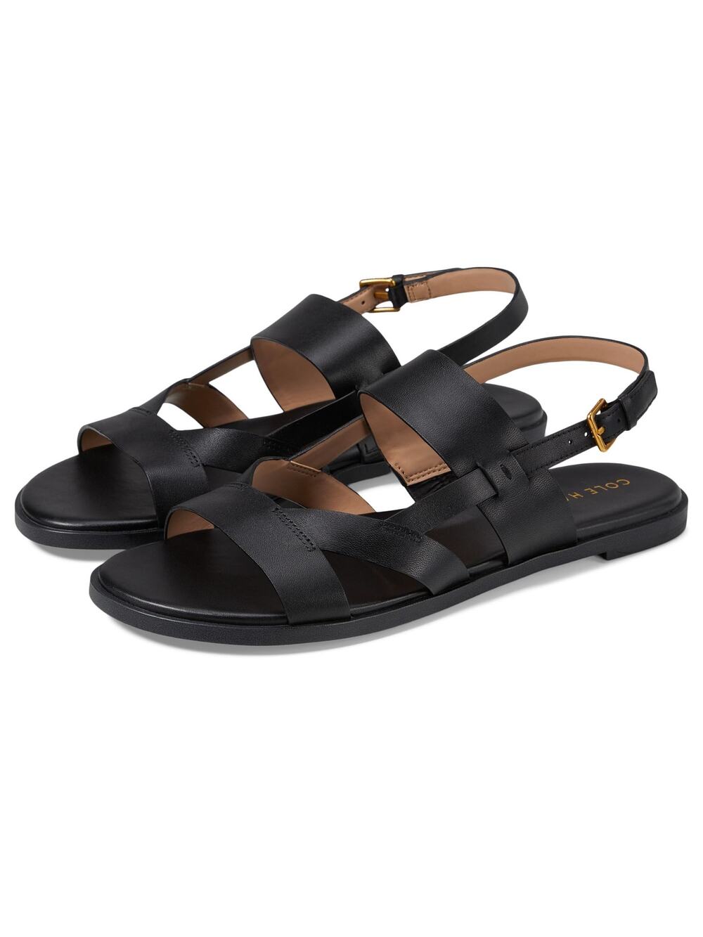 NWT Cole Haan Women's Fawn Flat Sandal, Black Leather, 7